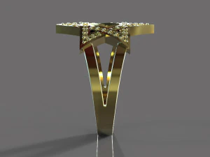 gold ring with diamonds 3D Model