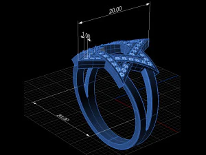 gold ring with diamonds 3D Model
