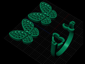 gold ring with diamonds 3D Modell