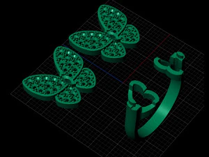 gold ring with diamonds 3D Model