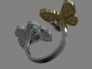 gold ring with diamonds 3D Model