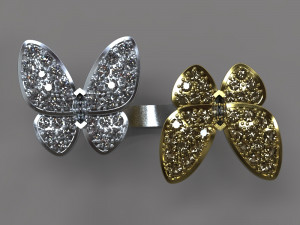 gold ring with diamonds 3D Modell