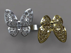 gold ring with diamonds 3D Model