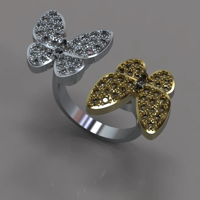 gold ring with diamonds 3D Model .c4d .max .obj .3ds .fbx .stl .blend 