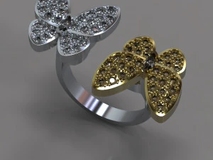 다이아몬드가 박힌 금반지 3D 모델