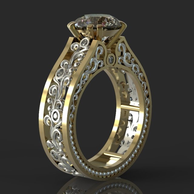 gold ring with diamonds 3D Model .c4d .max .obj .3ds .fbx .stl .blend 