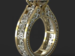gold ring with diamonds 3D Model