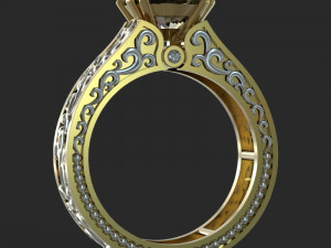 gold ring with diamonds 3D Model