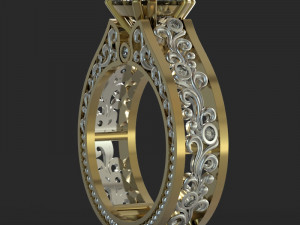 gold ring with diamonds 3D Model