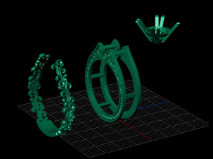 gold ring with diamonds 3D Model