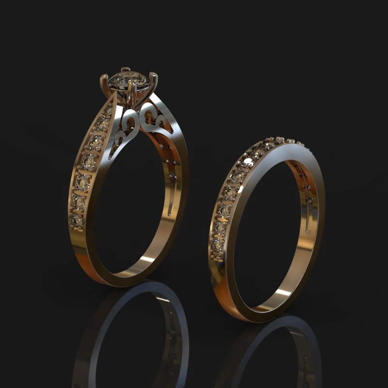 gold ring with diamonds 3D Print Model .c4d .max .obj .3ds .fbx .stl .blend 