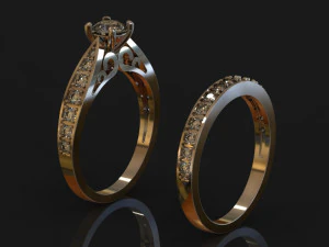 bague en or avec diamants Modèles 3D en vedette