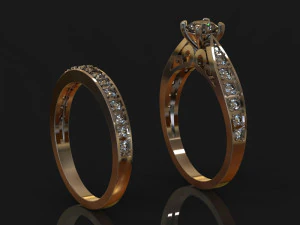 gold ring with diamonds 3D Print Model
