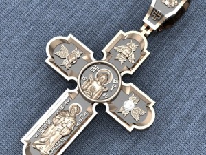 Golden cross with blackening 3D मॉडल