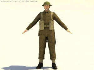 british wwii soldier 3D Model
