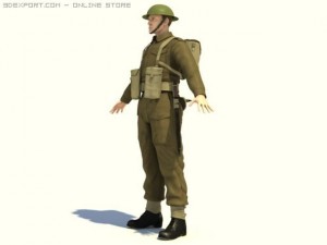 british wwii soldier 3D 模型