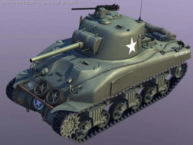 sherman m4a1 tank 3D Model .c4d .max .obj .3ds .fbx .stl .blend 