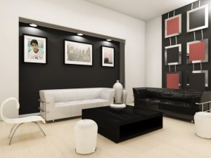 black and white living room 3D Model