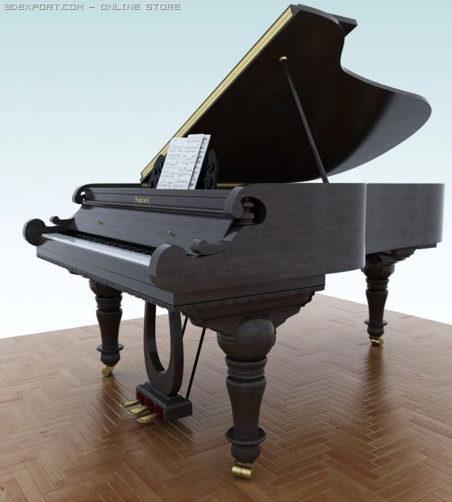 grand piano 3D Model .c4d .max .obj .3ds .fbx .stl .blend 