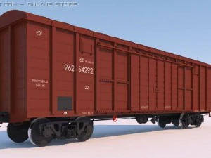Высокополигональная 3D модель железнодорожного крытого вагона 3D Модель