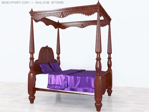 royal bed classic 3D Model .c4d .max .obj .3ds .fbx .stl .blend 