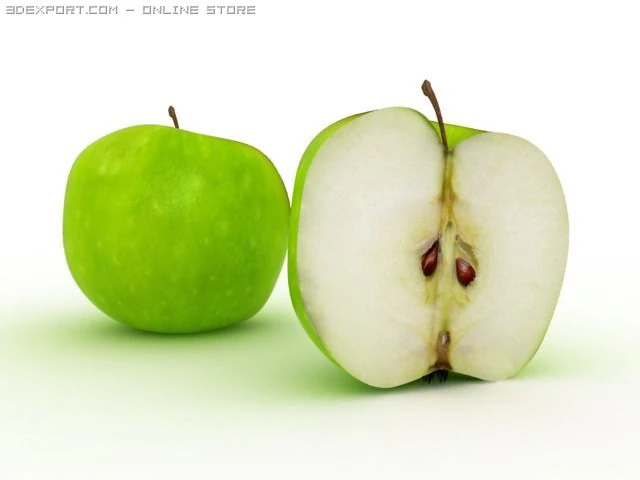 green apple 3D Model .c4d .max .obj .3ds .fbx .stl .blend 