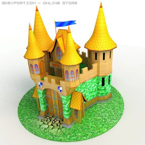 low poly dreamland castle 3D Model .c4d .max .obj .3ds .fbx .stl .blend 