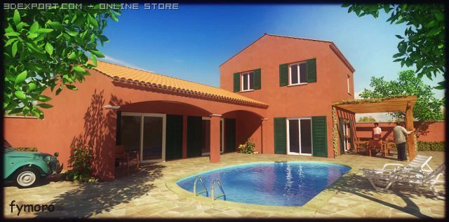 provence villa 3D Model .c4d .max .obj .3ds .fbx .stl .blend