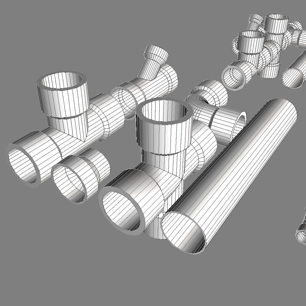 PVC Plumbing Pipe Collection 3D Model in Parts 3DExport