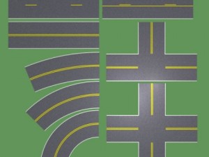 rural road set Modelo 3D
