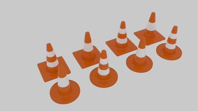 traffic cone pack 3D Model .c4d .max .obj .3ds .fbx .stl .blend