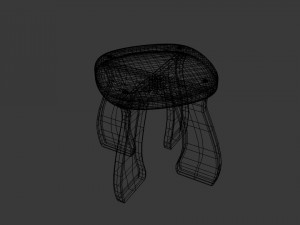 wooden stool 3D Model