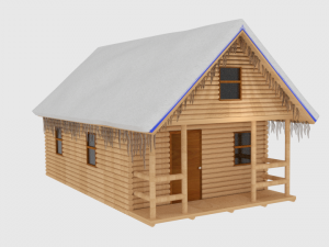 winter log cabin 3D-Modell