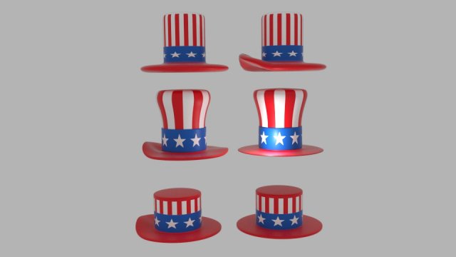 usa hat pack 3D Модель .c4d .max .obj .3ds .fbx .stl .blend 