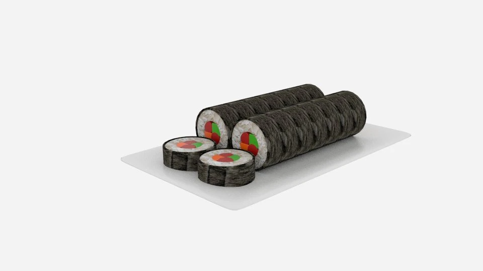 sushi roll sliced 3D Model .c4d .max .obj .3ds .fbx .stl .blend