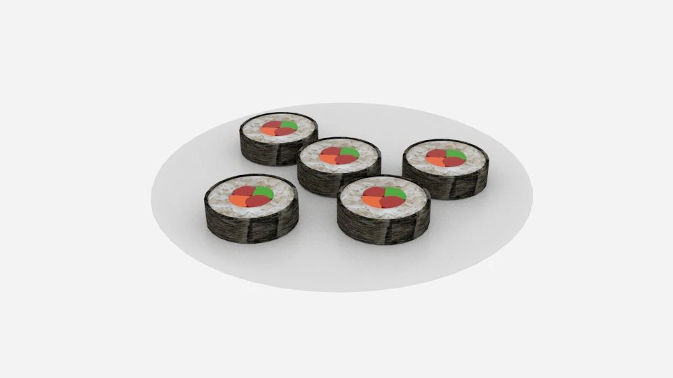 sushi roll platter 3D Model .c4d .max .obj .3ds .fbx .stl .blend 