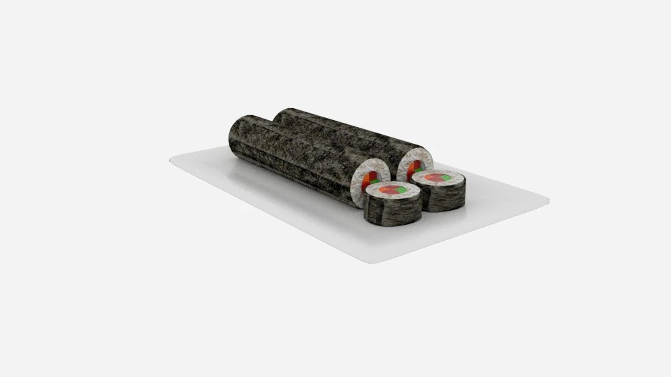 sushi long roll sliced 3D Model .c4d .max .obj .3ds .fbx .stl .blend