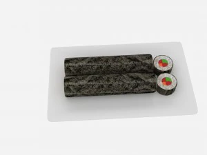 sushi long roll sliced 3D Model