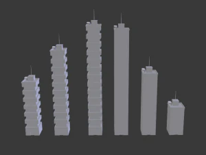 пакет хмарочосів мультфільмів 2 3D Модель