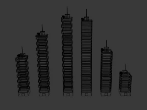 пакет хмарочосів мультфільмів 2 3D Модель
