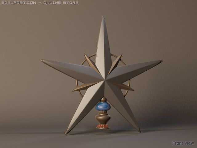 christmas tree star 3D Model .c4d .max .obj .3ds .fbx .stl .blend 