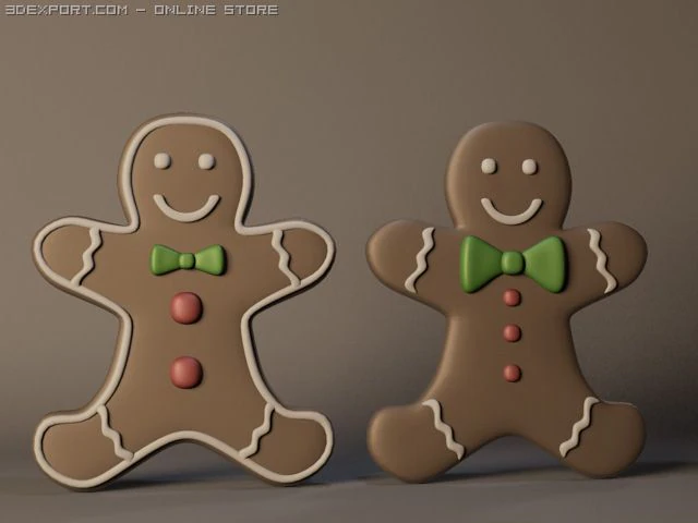 christmas gingerbread man 3D Model .c4d .max .obj .3ds .fbx .stl .blend 