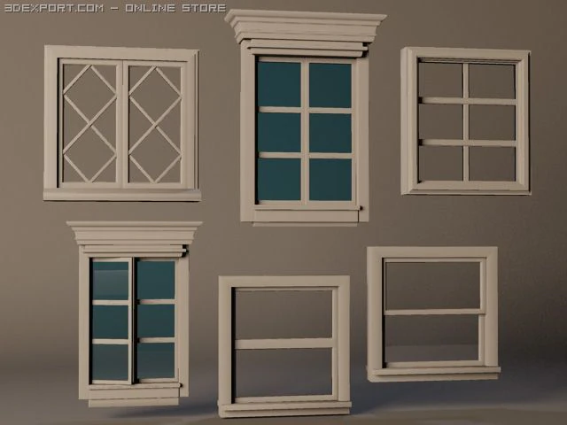 hires architectural windows pack 01 3D Model .c4d .max .obj .3ds .fbx .stl .blend 