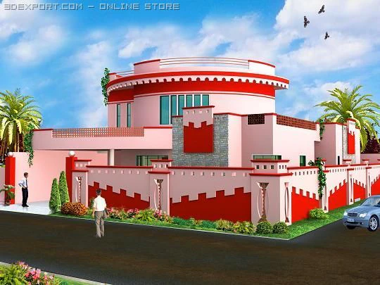 colorful house 3D Model .c4d .max .obj .3ds .fbx .stl .blend 