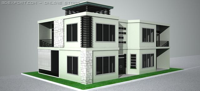 contemporary forest inspired house 3D मॉडल .c4d .max .obj .3ds .fbx .stl .blend 