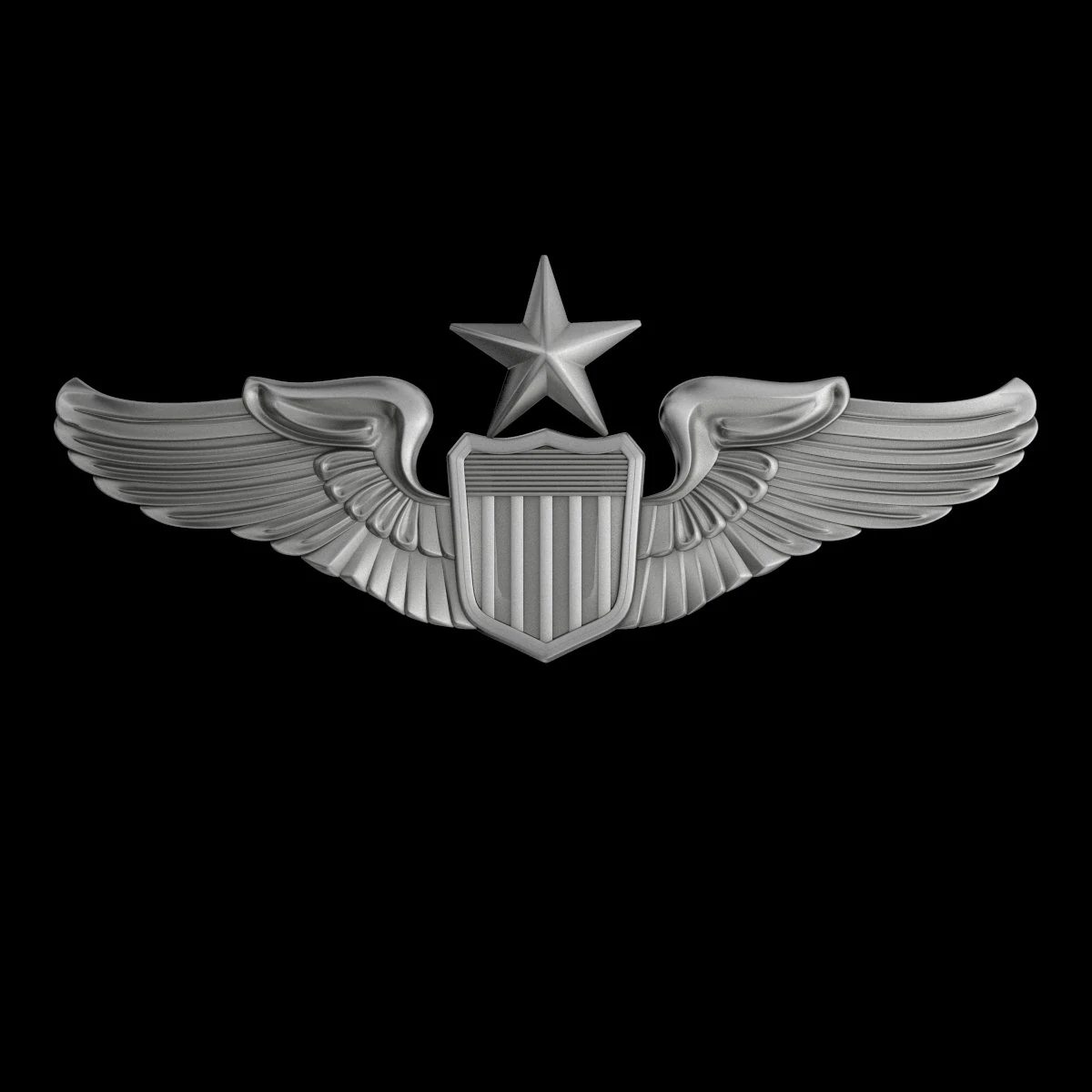 senior pilot usaaf wings badge 3D Model .c4d .max .obj .3ds .fbx .stl .blend 