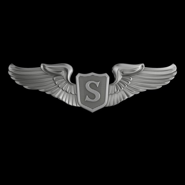 usaaf service pilot wings badge 3D Model .c4d .max .obj .3ds .fbx .stl .blend 
