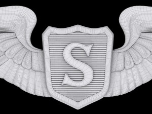 usaaf service pilot wings badge 3D Model