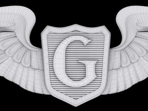 usaaf glider pilot wings badge 3D Model