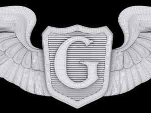 usaaf glider pilot wings badge 3D Model
